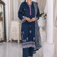 03 Piece Ready to wear Embroidered Raw Silk With Printed Polyester Chiffon Dupatta