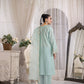 03 Piece Ready to wear Embroidered Raw Silk With Printed Polyester Chiffon Dupatta