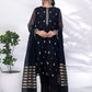 03 Piece Ready to wear Embroidered  Khaddi net