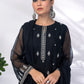 03 Piece Ready to wear Embroidered  Khaddi net
