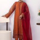 03 Piece Ready to wear Embroidered Khaddi Net with Organza dupatta