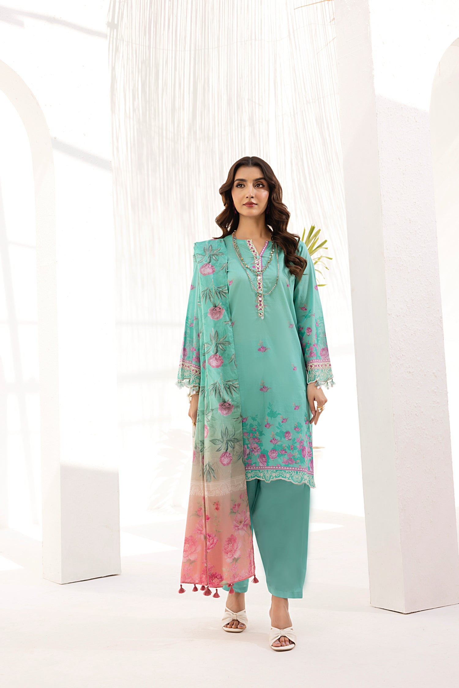 02 Piece Unstitched Printed Shirt & Dupatta