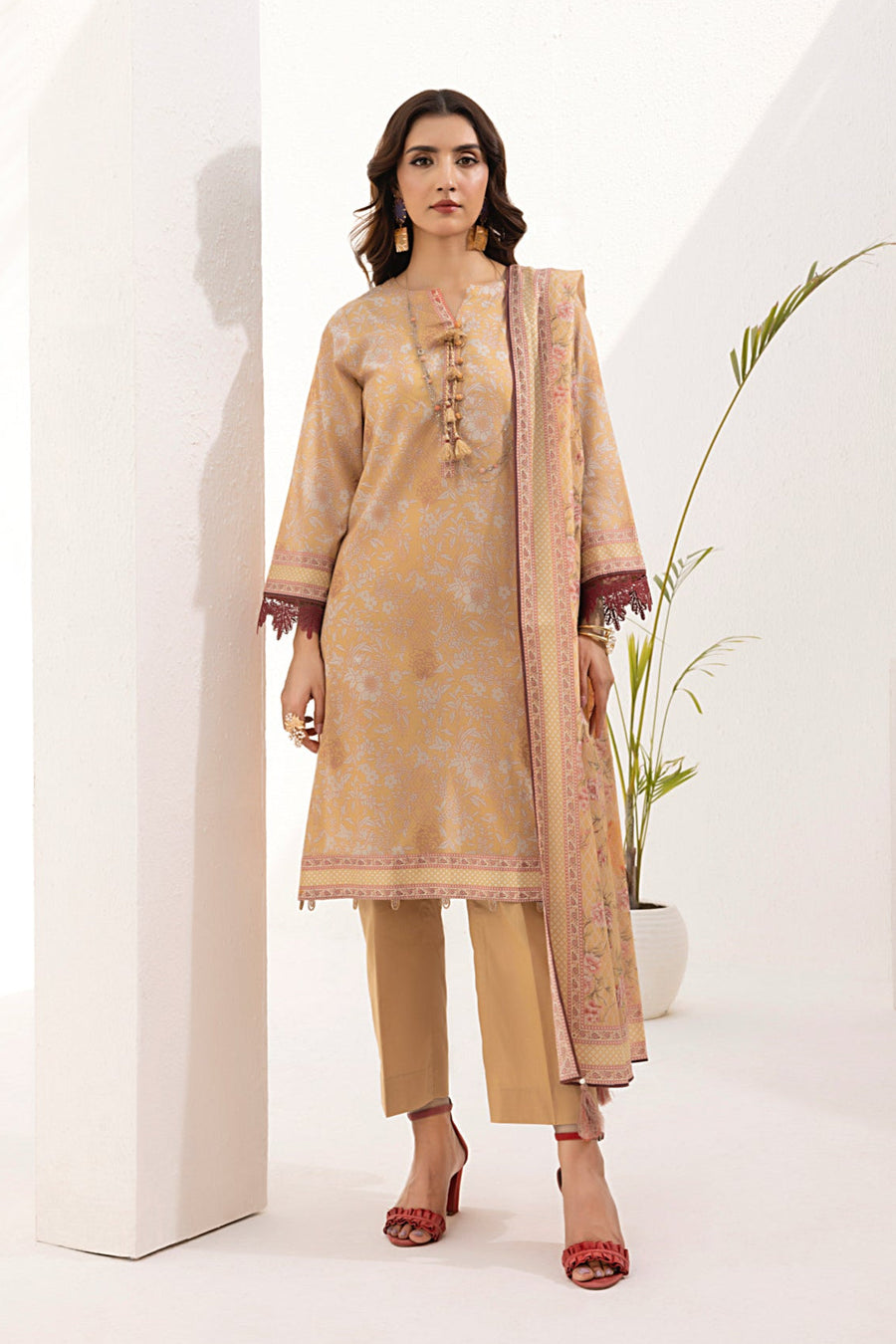 02 Piece Unstitched Printed Shirt & Dupatta