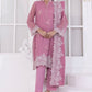 03 Piece Ready To Wear Embroidered Khaddi Net With Embroidered Fancy Net Dupatta