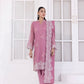 03 Piece Ready To Wear Embroidered Khaddi Net With Embroidered Fancy Net Dupatta