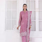 03 Piece Ready To Wear Embroidered Khaddi Net With Embroidered Fancy Net Dupatta