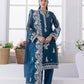 03 Piece Ready To Wear Embroidered Khaddi Net With Embroidered Fancy Net Dupatta