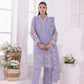 03 Piece Ready To Wear Embroidered Khaddi Net With Embroidered Fancy Net Dupatta