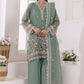 03 Piece Ready To Wear Embroidered Khaddi Net With Embroidered Fancy Net Dupatta