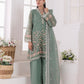 03 Piece Ready To Wear Embroidered Khaddi Net With Embroidered Fancy Net Dupatta