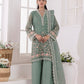 03 Piece Ready To Wear Embroidered Khaddi Net With Embroidered Fancy Net Dupatta