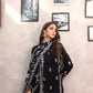 03 Piece Unstitched Monochrome Printed Lawn