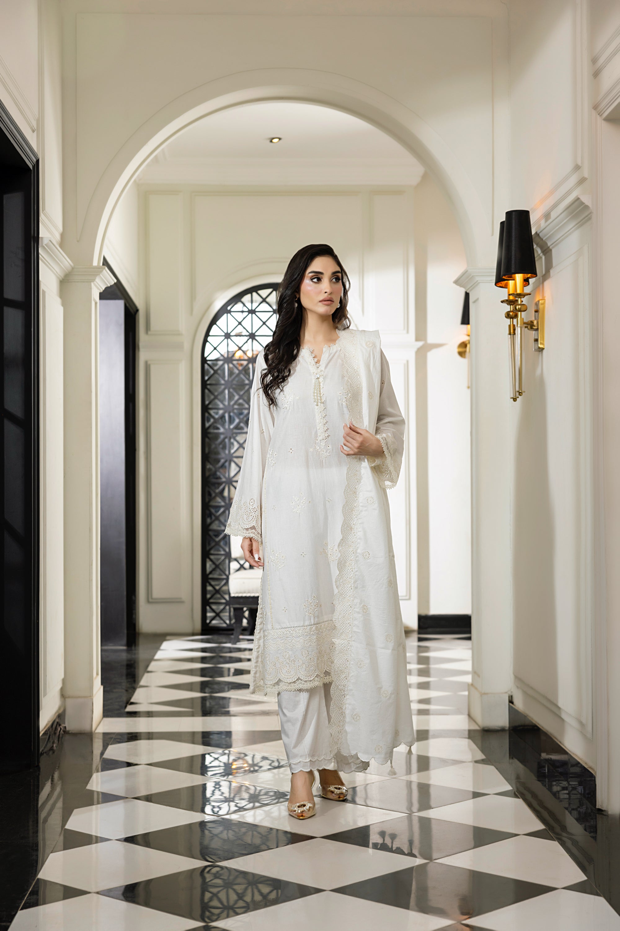 03 Piece Unstitched Embroidered With Embroidered Lawn Dupatta