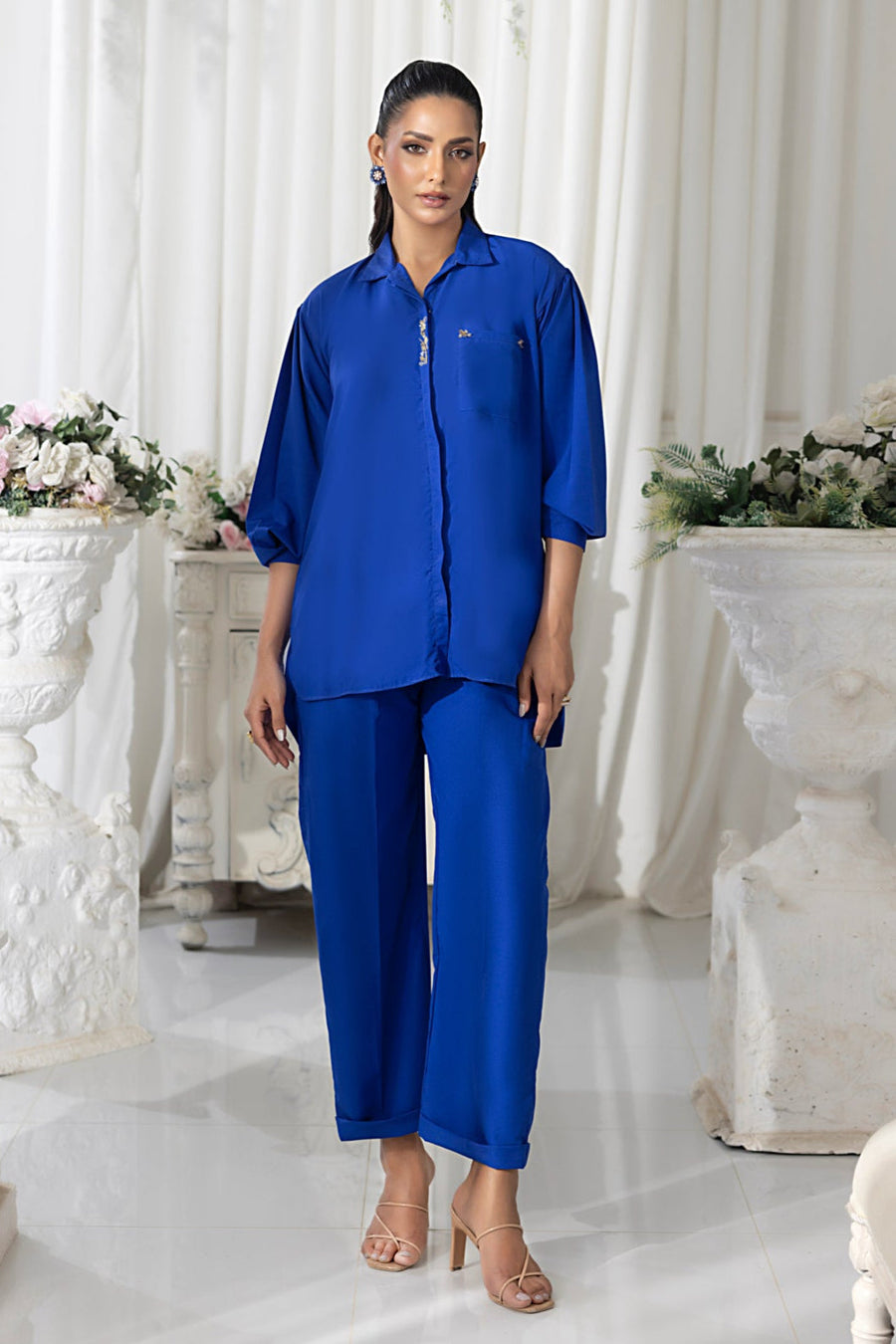 02 Piece Ready to wear  Dyed Crepe Shirt & Trouser