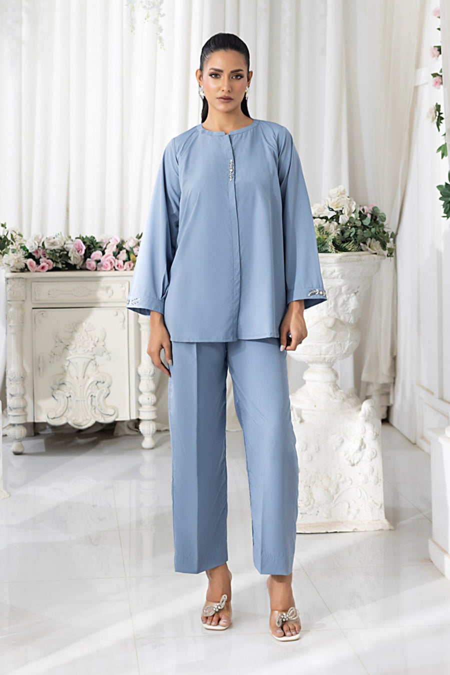 02 Piece Ready to wear  Dyed Crepe Shirt & Trouser