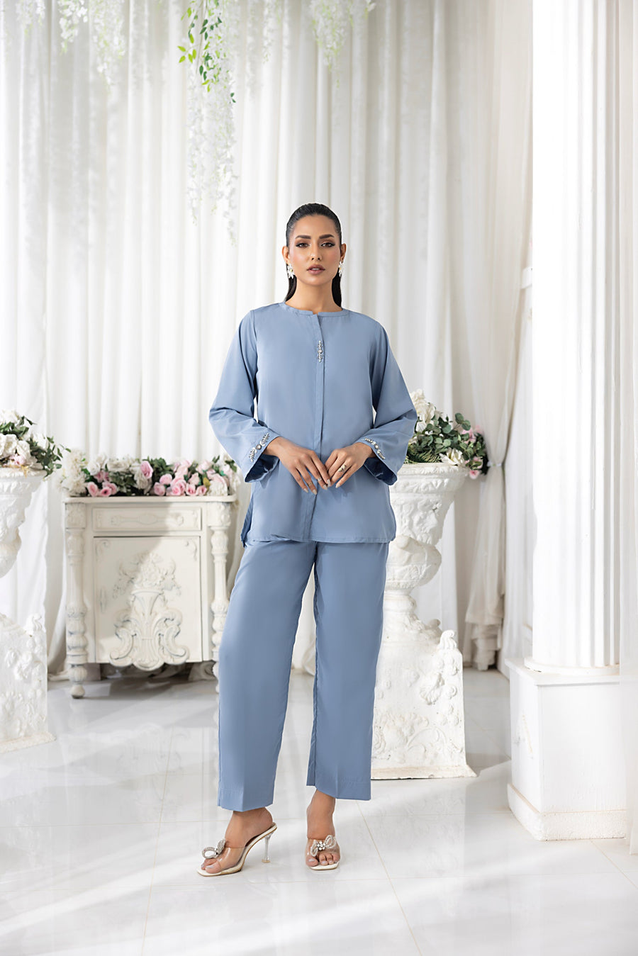 02 Piece Ready to wear  Dyed Crepe Shirt & Trouser