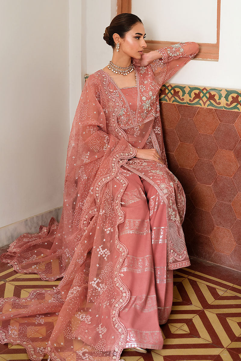 VINTAGE CORAL-3PC ORGANZA EMBROIDERED PRET