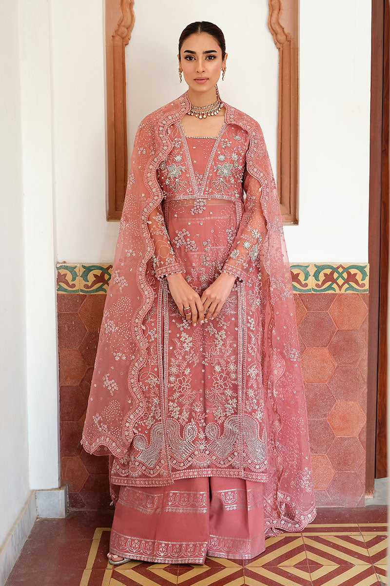 VINTAGE CORAL-3PC ORGANZA EMBROIDERED PRET