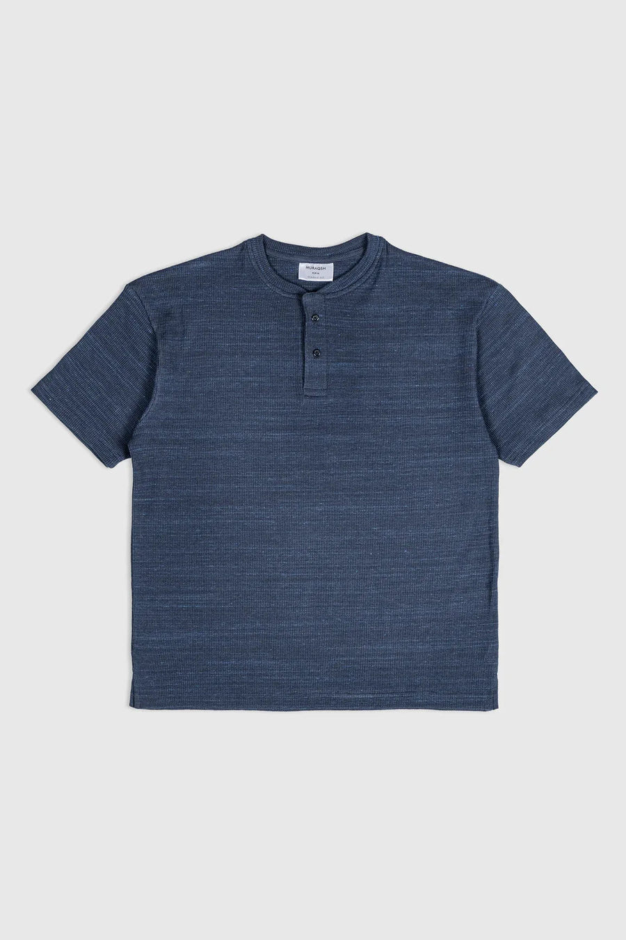 Spotted Navy Waffle Oversized Henley - Men