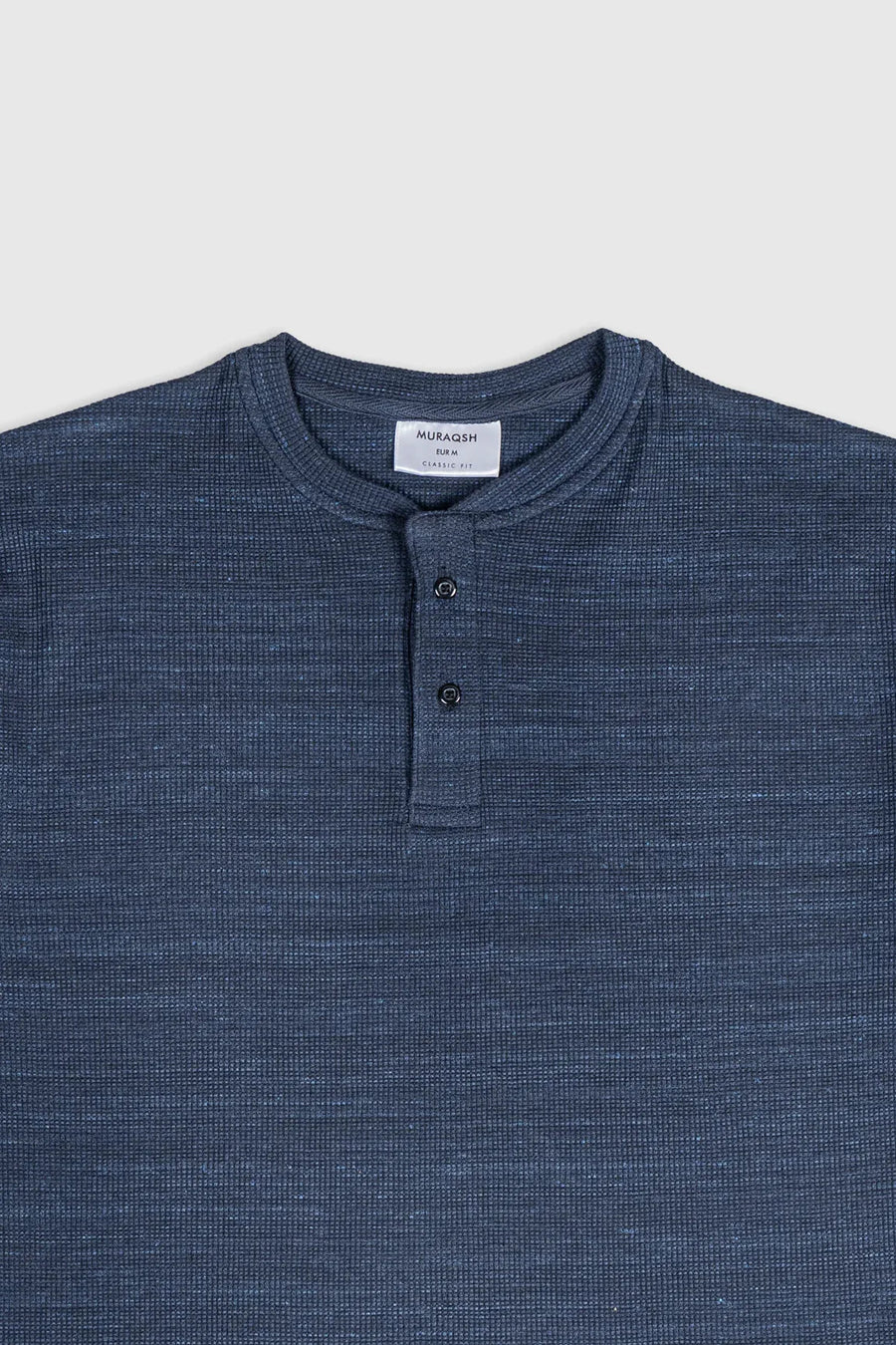Spotted Navy Waffle Oversized Henley - Men