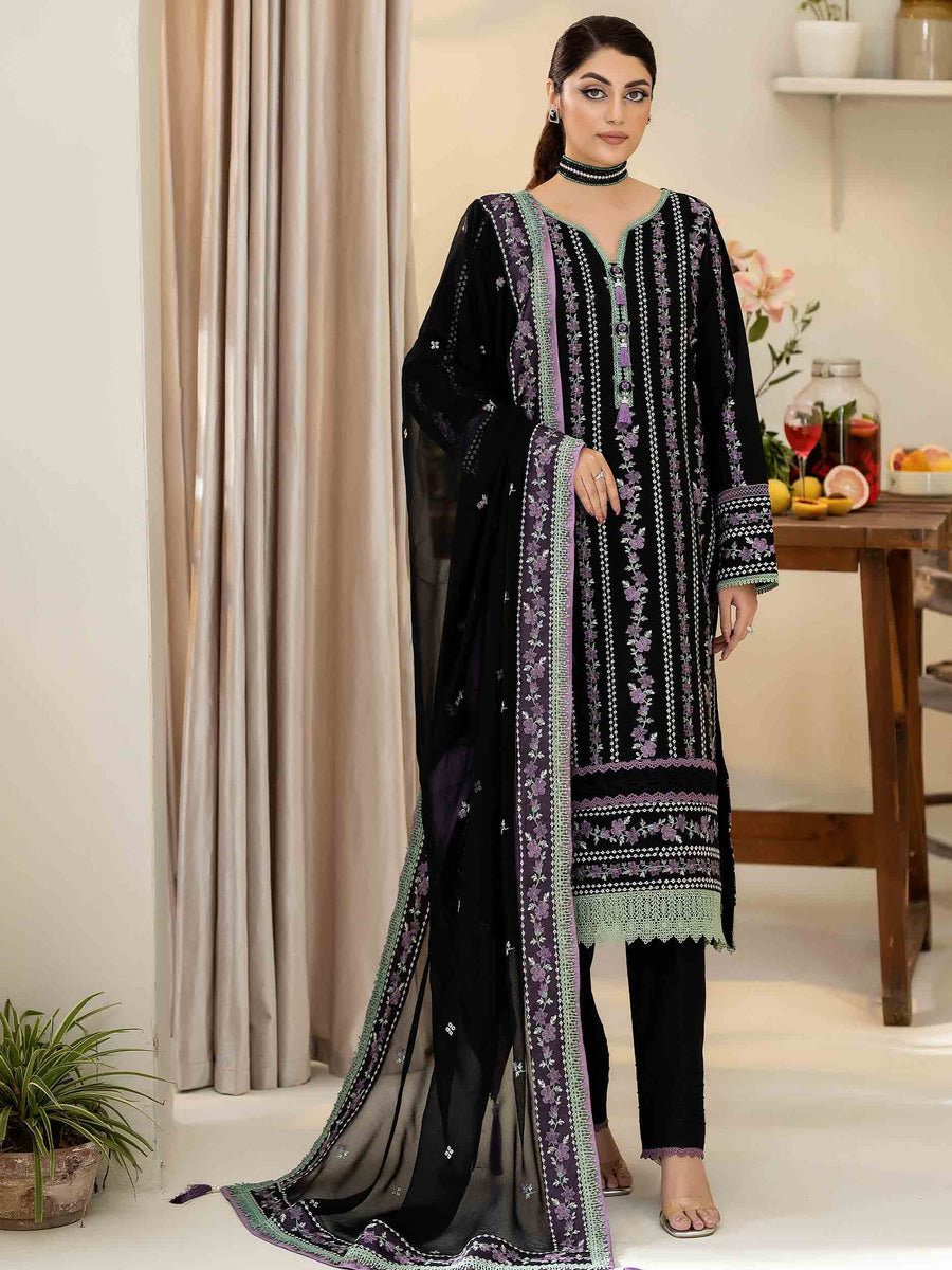 3 PIECE - EMBROIDERED KARANDI SUIT