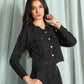 JACQUARD CROPPED SHIRT WITH FLAP POCKETS
