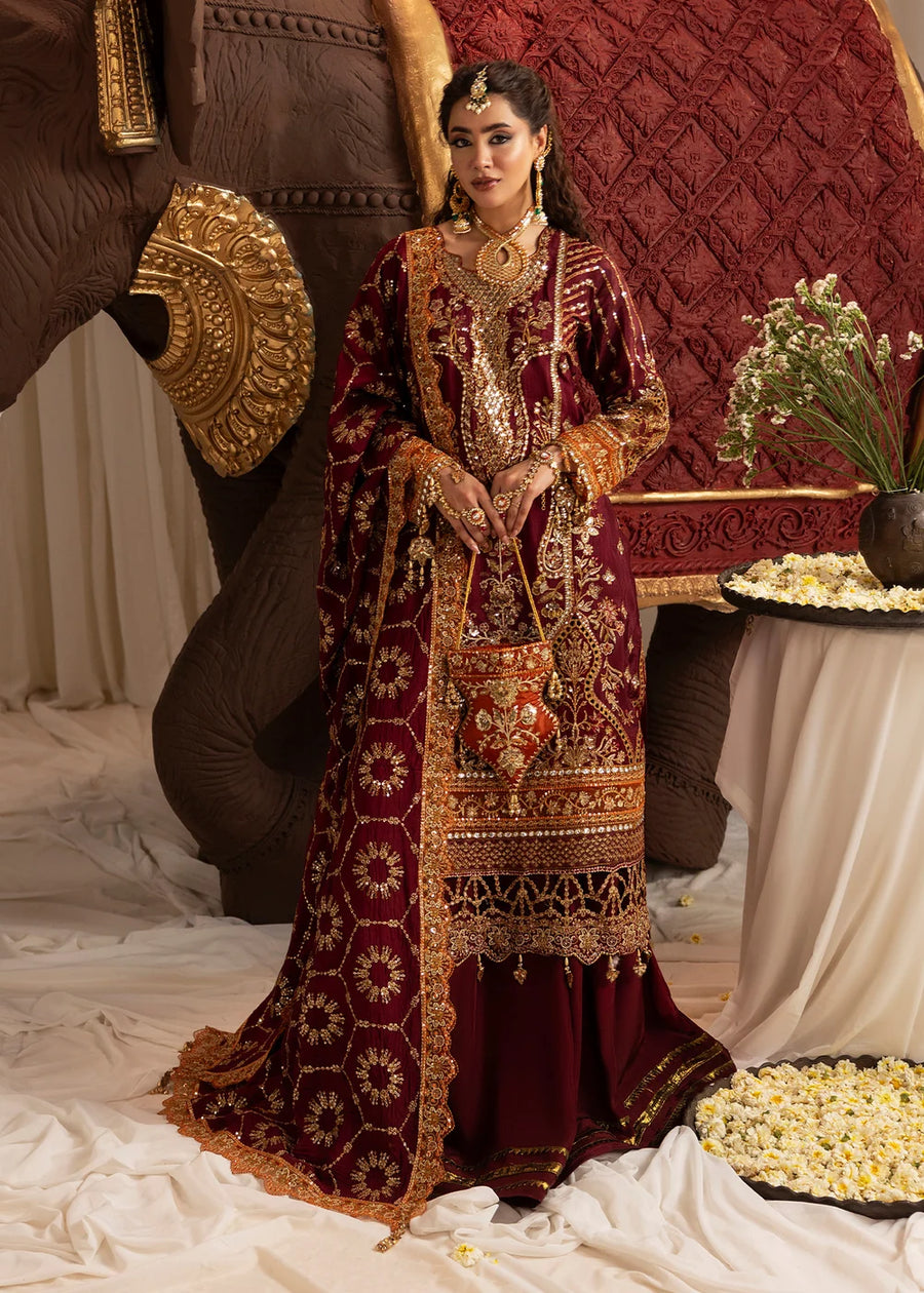 naaz-e-jahan Tussel Silk Mehroon 4Pc suit SJ-1074-S