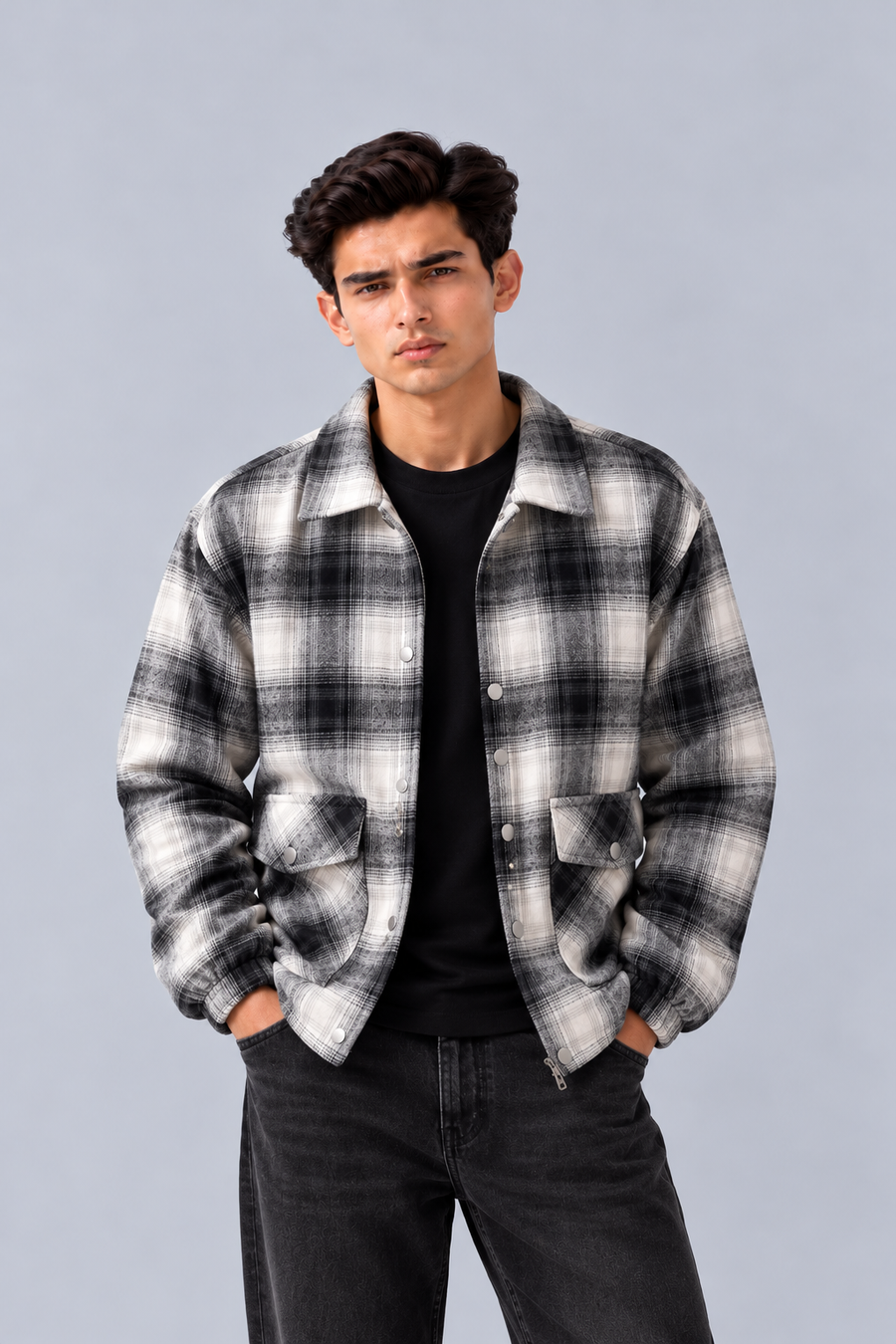 MONTERO CHECK JACKET - Black