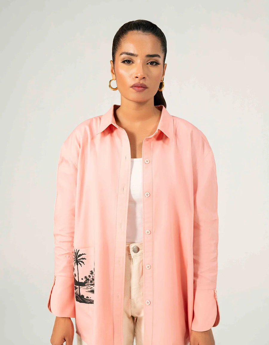 POPLIN PRINTED POCKET OVERSHIRT