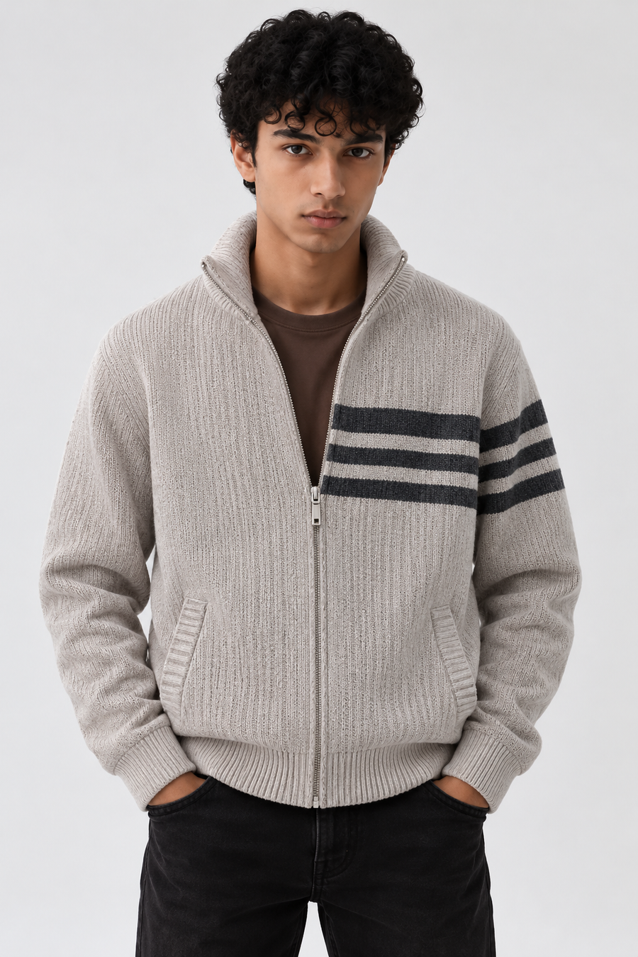 VALMONT ZIP KNIT - Cream