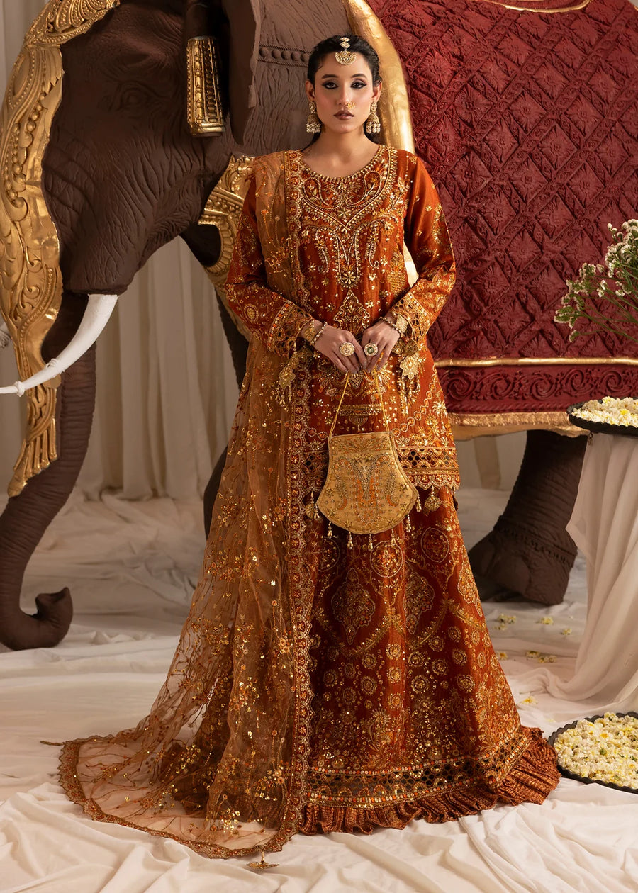 naaz-e-jahan Masoori Orange 4 pc suit SJ-1078-S