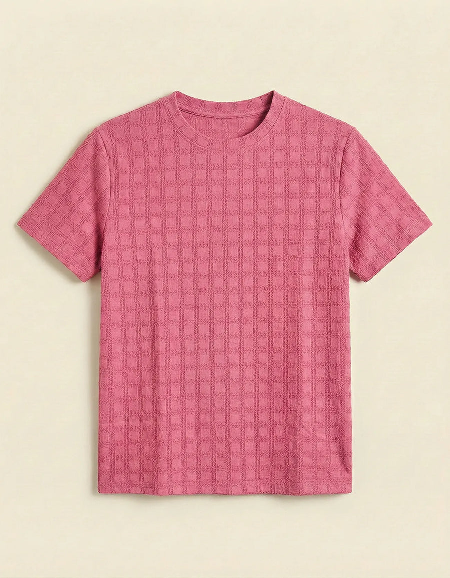 CHECKERED CREW NECK TEE