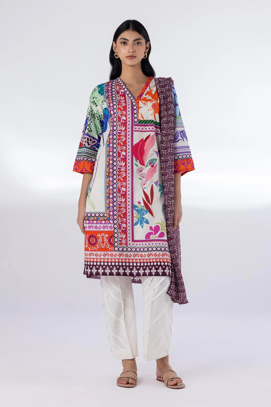 Stitched Mahay Lawn Shirt + Dupatta