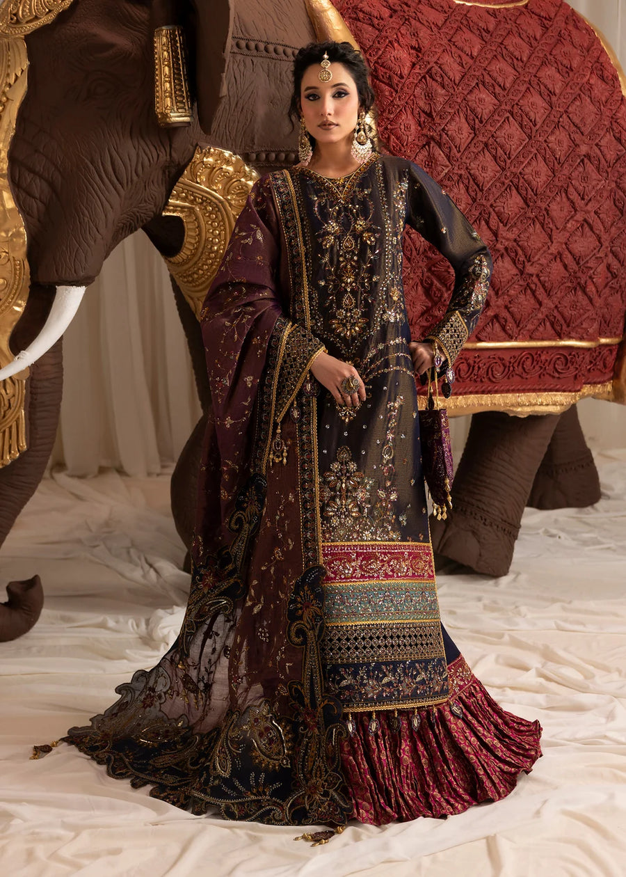 naaz-e-jahan  Masoori navy blue 4 pc suit SJ-1077-S