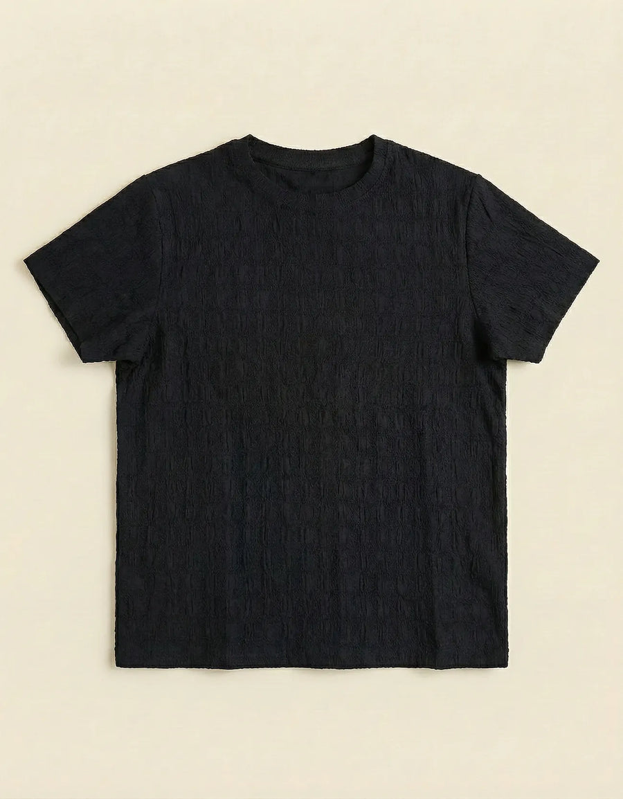 CHECKERED CREW NECK TEE