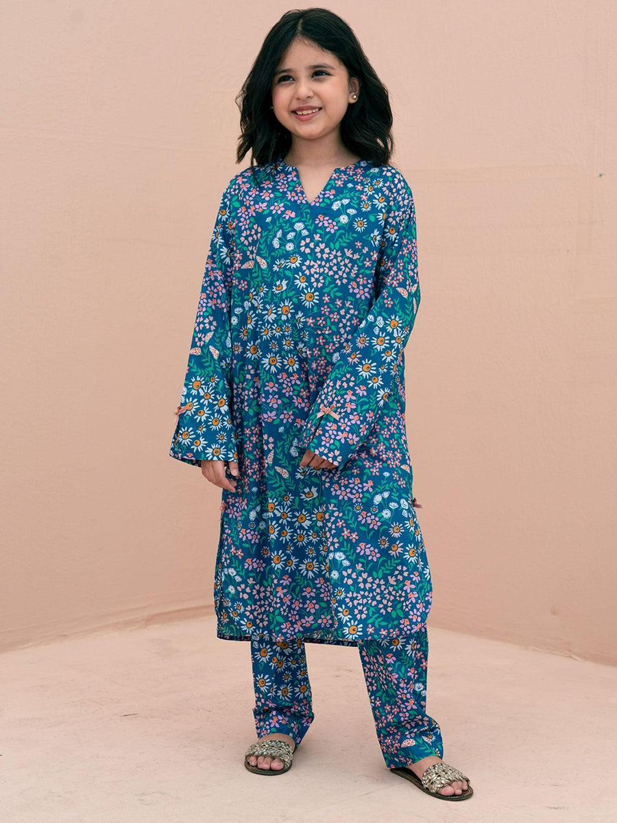 GIRLS TEAL BLUE SHIRT & TROUSER