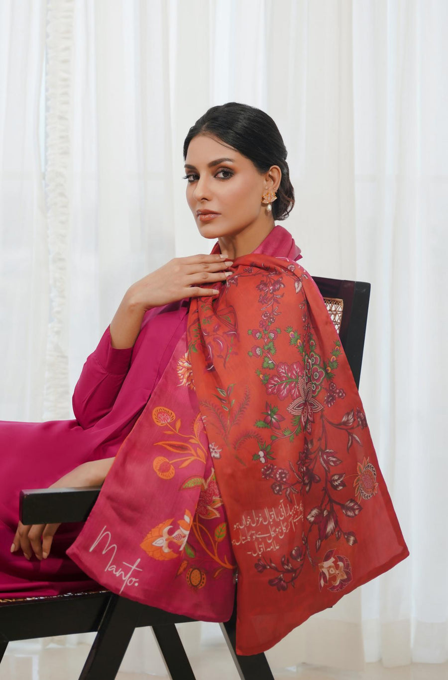 Mehak Stole - Pink & Orange