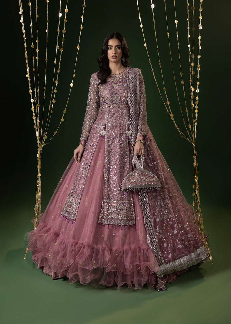 rang-e-bahar net Tea rose pink 4Pc suit nayab-26-S