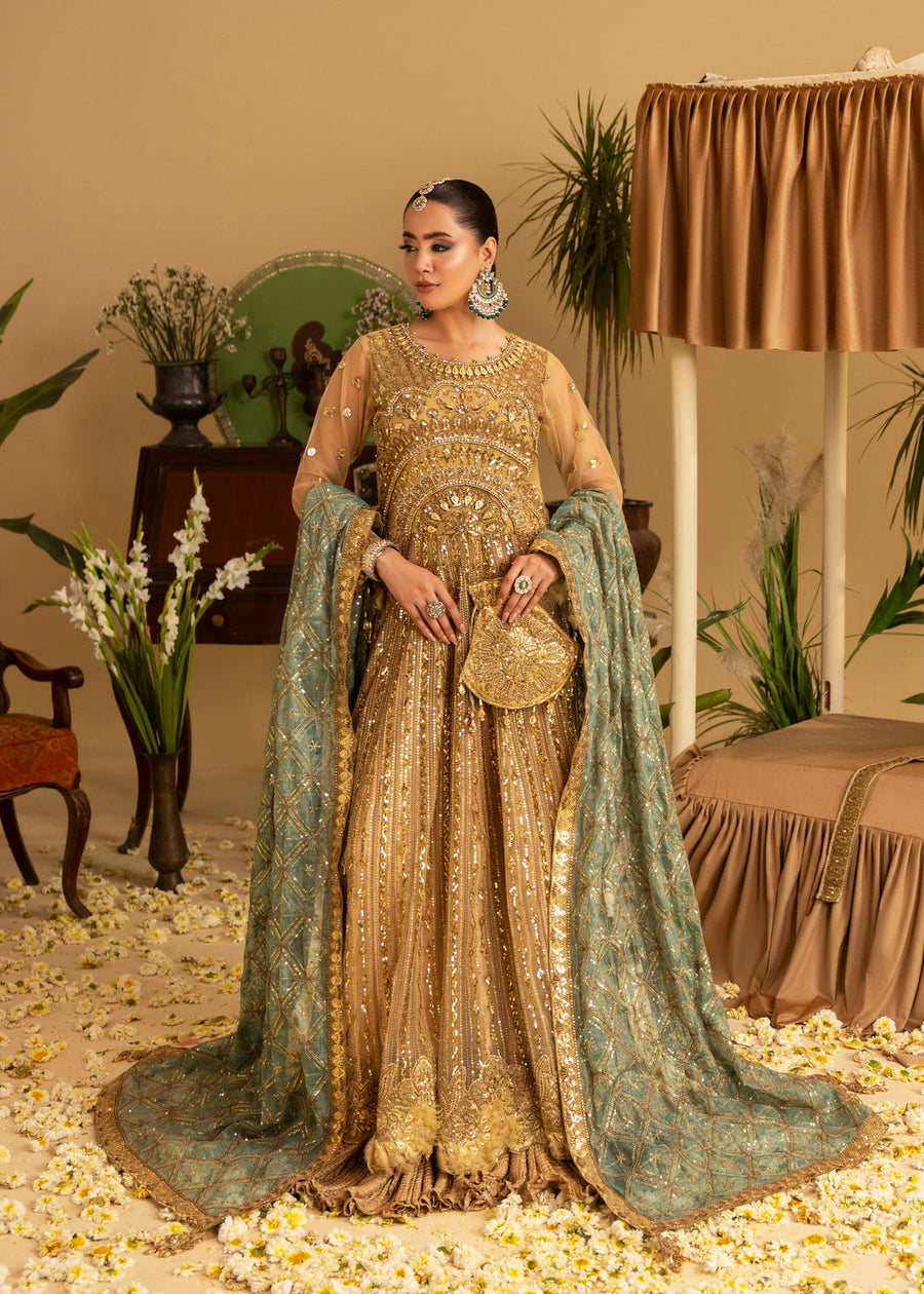 rang-e-bahar Net gold 4 pc suit SJ-1043-S