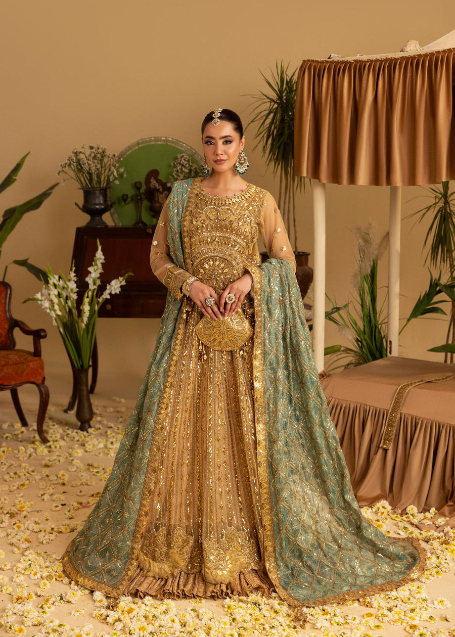 rang-e-bahar Net gold 4 pc suit SJ-1043-S