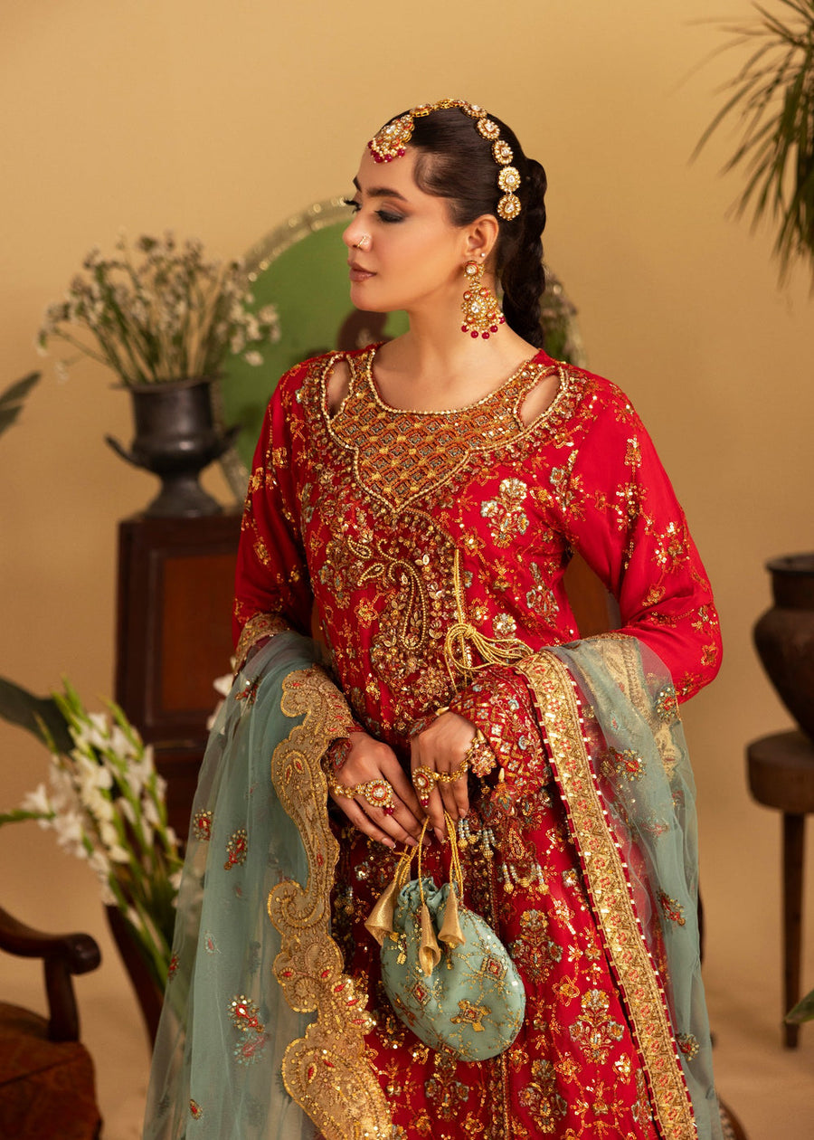rang-e-bahar chiffon red 4Pc suit SJ-1067-S