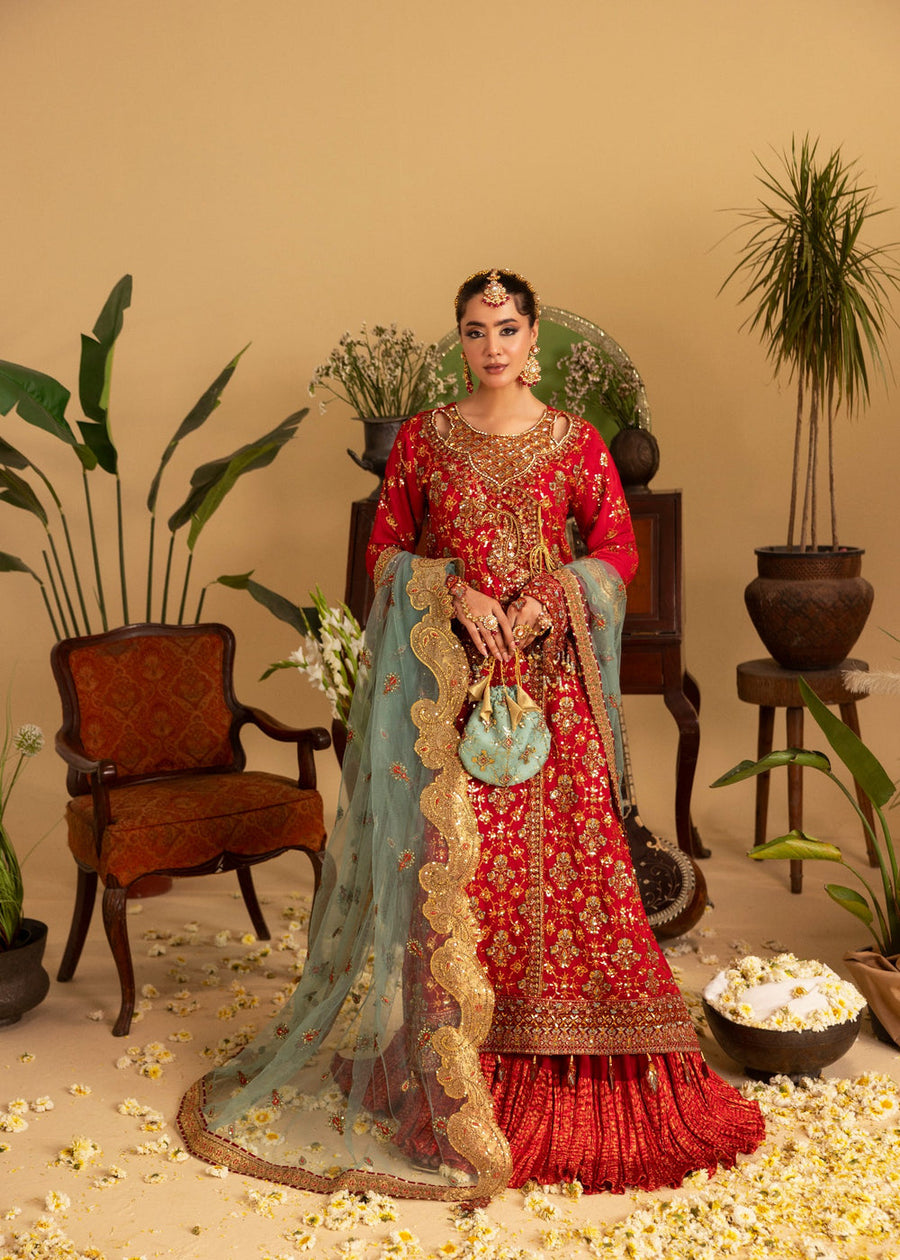 rang-e-bahar chiffon red 4Pc suit SJ-1067-S