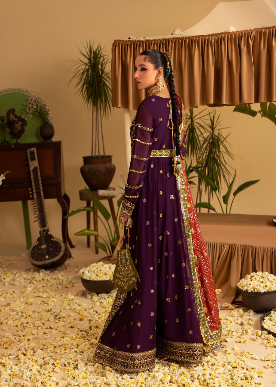 rang-e-bahar chiffon Plum purple 4 pc suit SJ-1040-S