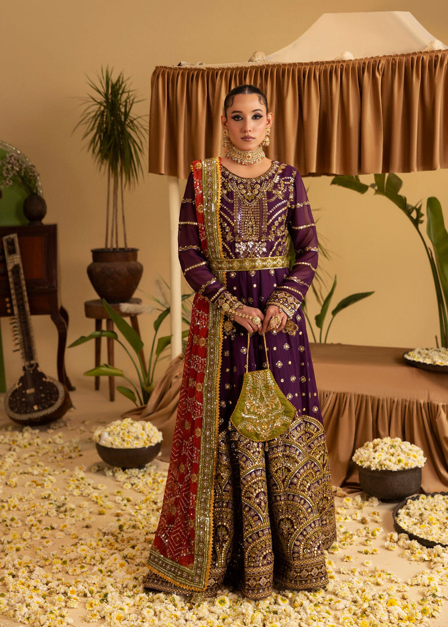 rang-e-bahar chiffon Plum purple 4 pc suit SJ-1040-S