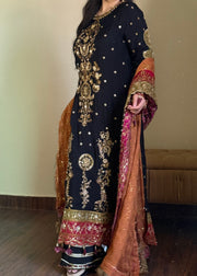 rang-e-bahar Chiffon Black 4Pc suit SJ-1019-S