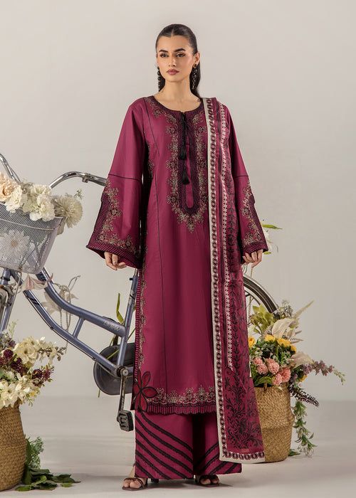 breeze - lawn 26 Lawn Maroon 3Pc suit SJ-1087-S