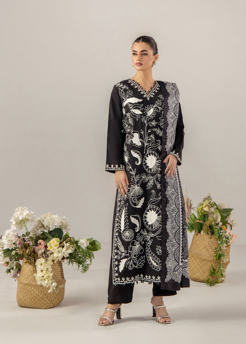 breeze - lawn 26 slub lawn black 3Pc suit SJ-200-S