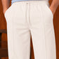White Straight Leg Trousers - Men