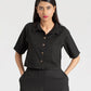 JACQUARD PANELED CROPPED SHIRT