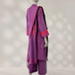 Purple Jacquard Embroidered 3Pc Stitched